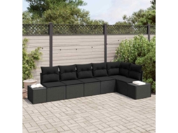 Vidaxl Conjunto de Sofá de Jardim 6 Pcs Preto Vime Pe