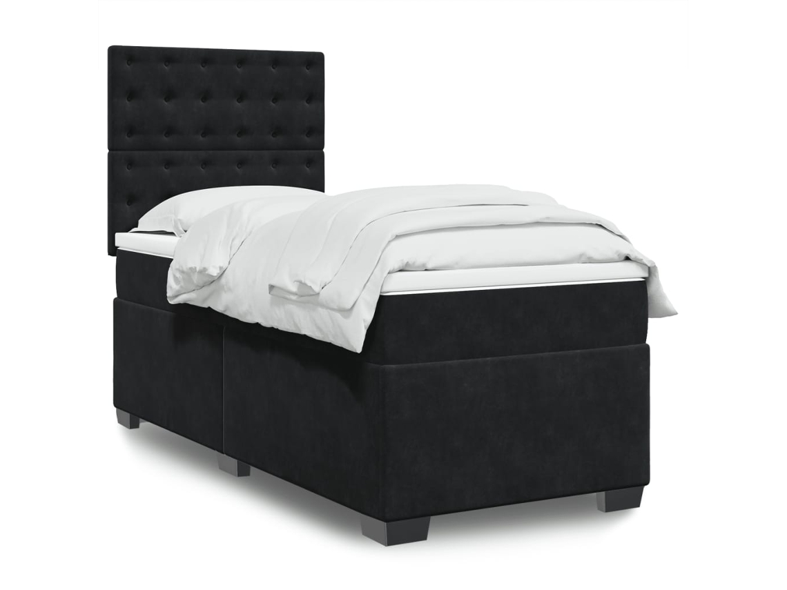 Cama Com Molas/colchão 80x200 Cm Veludo Preto