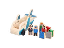 Mali conjunto de Brinquedo de Avião de Madeira Educativo para Crianças com Passageiros e Bagagem