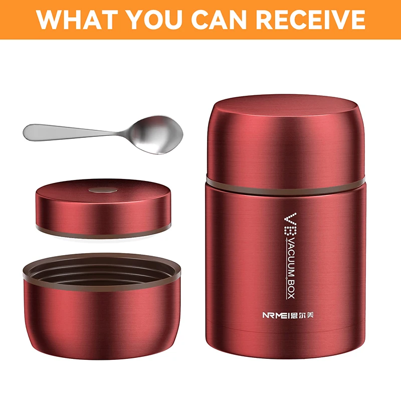 (vermelho, 1200ml) Recipiente Térmico Para Alimentos Em Aço Inoxidável 316, Grande Capacidade, Adequado Para Camping E Viagens Ao Ar Livre.