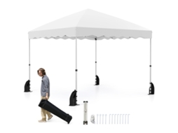 Tenda Dobrável COSTWAY com pernas retas 3x3m, tecido Oxford branco