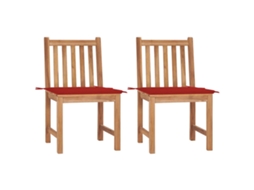 Cadeiras De Jardim C/ Almofadões 2 Pcs Teca Maciça Dkd Home Decor