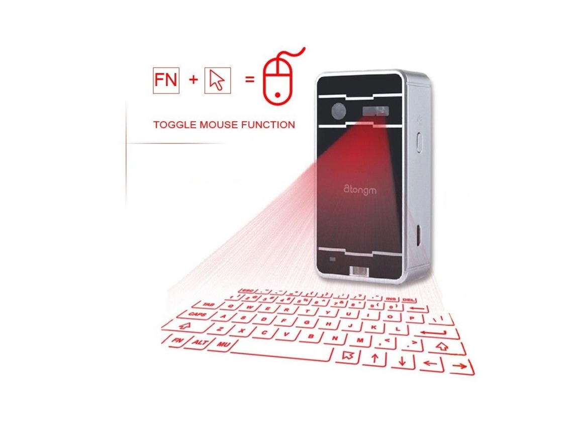 Teclado virtual a laser para leitura, projetor Bluetooth sem fio para celular, compatível com computador, iPhone, iPad e notebook, com função de mouse.