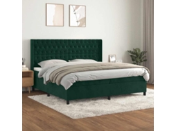 Vidaxl Cama Com Molas/colchão 200x200 Cm Veludo Verde-escuro