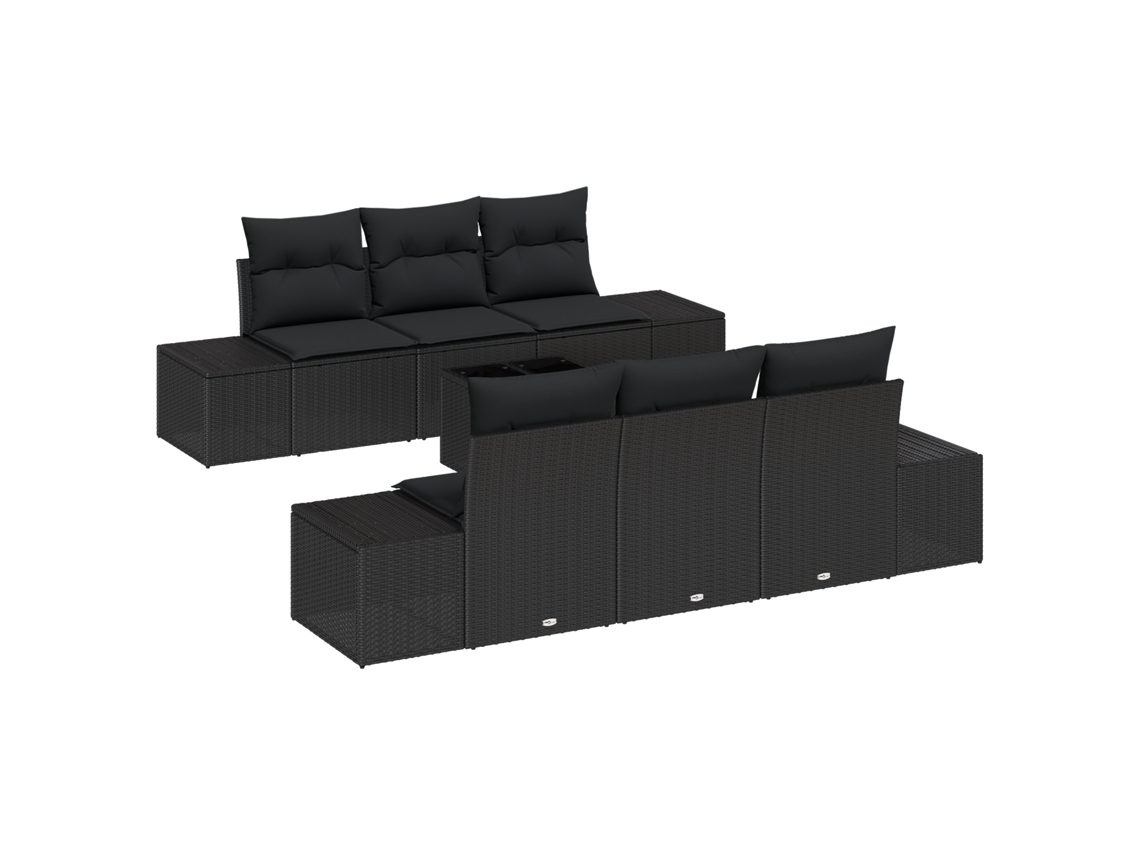 Conjunto 8 Conjunto De Móveis Para Exterior Vidaxl Preto Vime Pe (239 X 62 X 69 Cm)