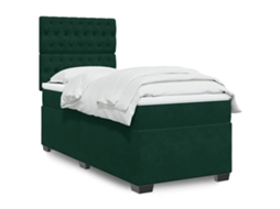 Vidaxl Cama Com Molas/colchão 90x190 Cm Veludo Verde-escuro