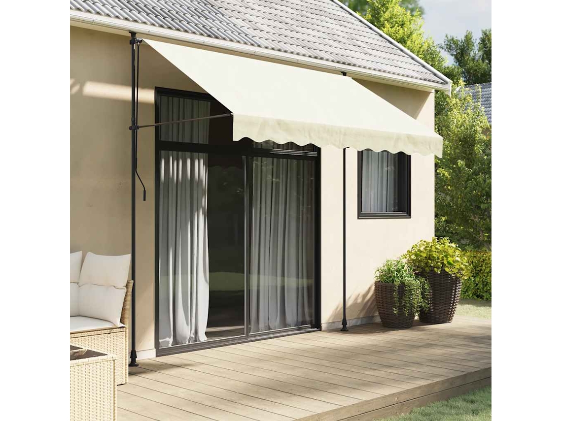Vidaxl Toldo Retrátil 300x150 Cm Tecido E Aço Cor Creme