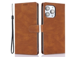Capa Em Couro Pu, Com Pega Para Apple Iphone 16 Plus - Castanho