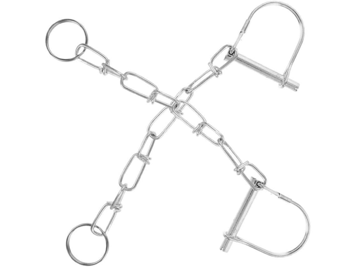 Conjunto De 2 Pinos De Engate Galvanizados Com Corrente De Aço Prateada