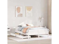 Vidaxl Cama Sem Colchão 160x200 Cm Madeira de Pinho Maciça Branco