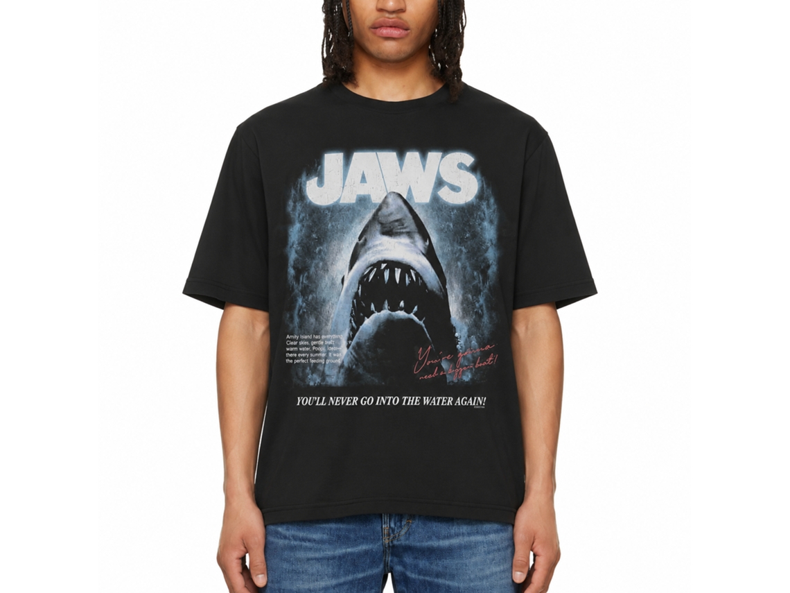 Rockinstone Jaws Faded Background Smoke T-shirt Size:s