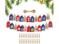 Sacolas De Calendário Do Advento De Natal De 24 Dias, Reutilizáveis E Recarregáveis, Vazias Com Cordão Para
