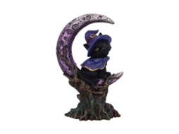 Escultura de Gato Lua Crescente em Resina para Decoração de Casa e Halloween LAXISCREED