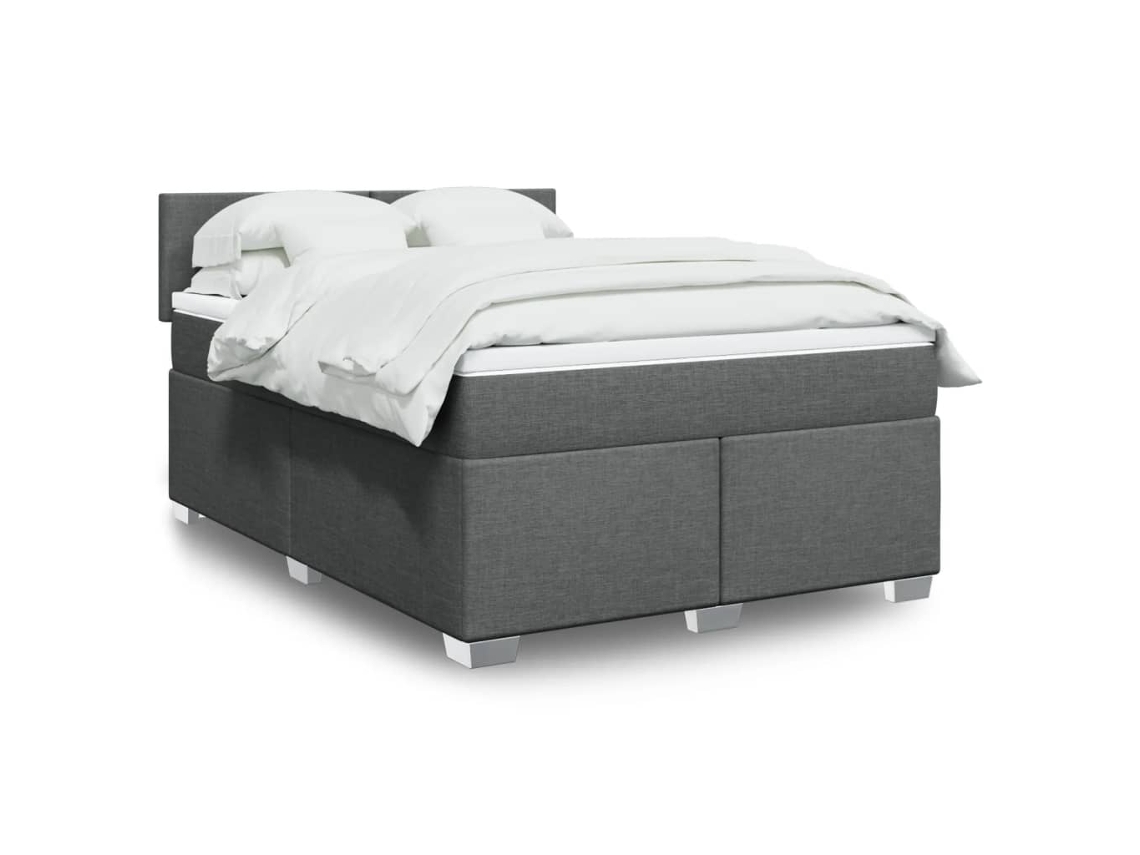 Vidaxl Cama Com Molas/colchão 140x200 Cm Tecido Cinzento-escuro
