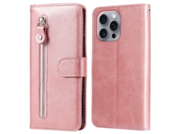 Capa Em Couro Pu, À Prova De Choque Para Apple Iphone 16 Pro Max - Rosa