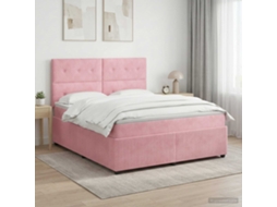 Vidaxl Cama Box Spring Com Colchão Rosa 160 X 200 Cm Veludo