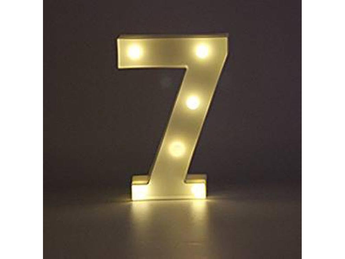 Omni números Led Iluminados 22cm Blancos 0 9 para Bodas Cumpleaños Fiesta Con Baterías Número 7