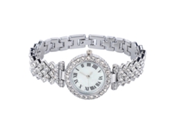 Conjunto de Relógio e Pulseira de Prata com Strass para Mulher Presente de Aniversário