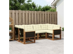 Vidaxl Conjunto De Sofás Para Exterior 6 Pcs Natural E Creme
