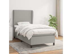 Vidaxl Cama Com Molas/colchão 90x200 Cm Tecido Cinza-claro
