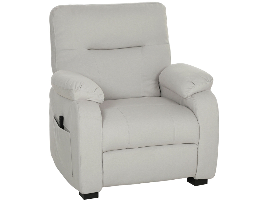 Poltrona Elétrica Reclinável Com Porta Usb, Apoio Para Os Pés, Bolsos Laterais E Comando. 96x90x103cm, Cor Creme.