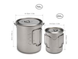 Conjunto De Copos De Titânio Ultraleve 450ml 750ml Com Alça Plegável