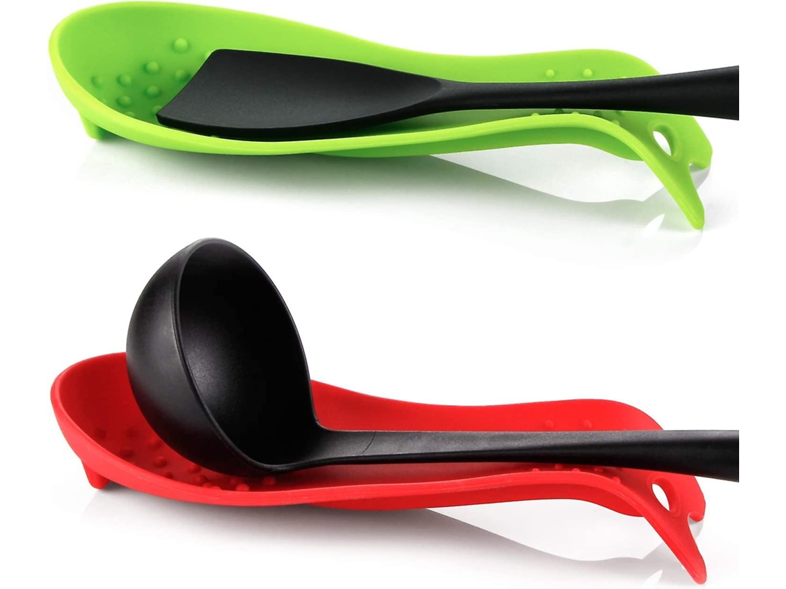 Suporte Para Colher De Silicone Utensílios De Cozinha 2 Peças Vermelho Verde