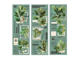 3pcs Adesivos de Papel Natural Vintage para Scrapbook Journal Parede Geladeira Planta Verde Aesthetic