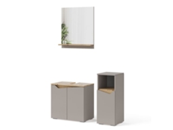 Conjunto de toucador de banheiro Marelle, 3 peças, com armário intermediário, cinza, Vicco