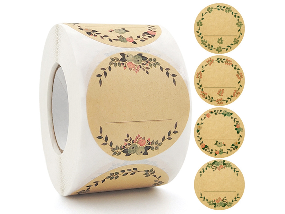 500 Etiquetas de Papel Kraft Autoadesivas de 5 Cm, Jam J BRILVIBERA