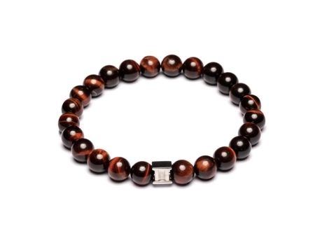 Bracelete Gêmeos Modelo Gemini Olho De Tigre Bordeaux 21 Cm Para Homem