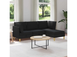 Vidaxl Conjunto De Sofá Modular Com Armazenamento 4 Unid. Preto Tecido