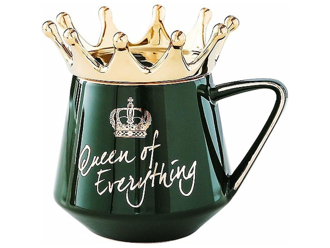 Taza De Cerámica Reina Con Tapa Corona Y Cuchara, Regalo Para Amigas Maestras Novia Esposa, Taza De Café 2025