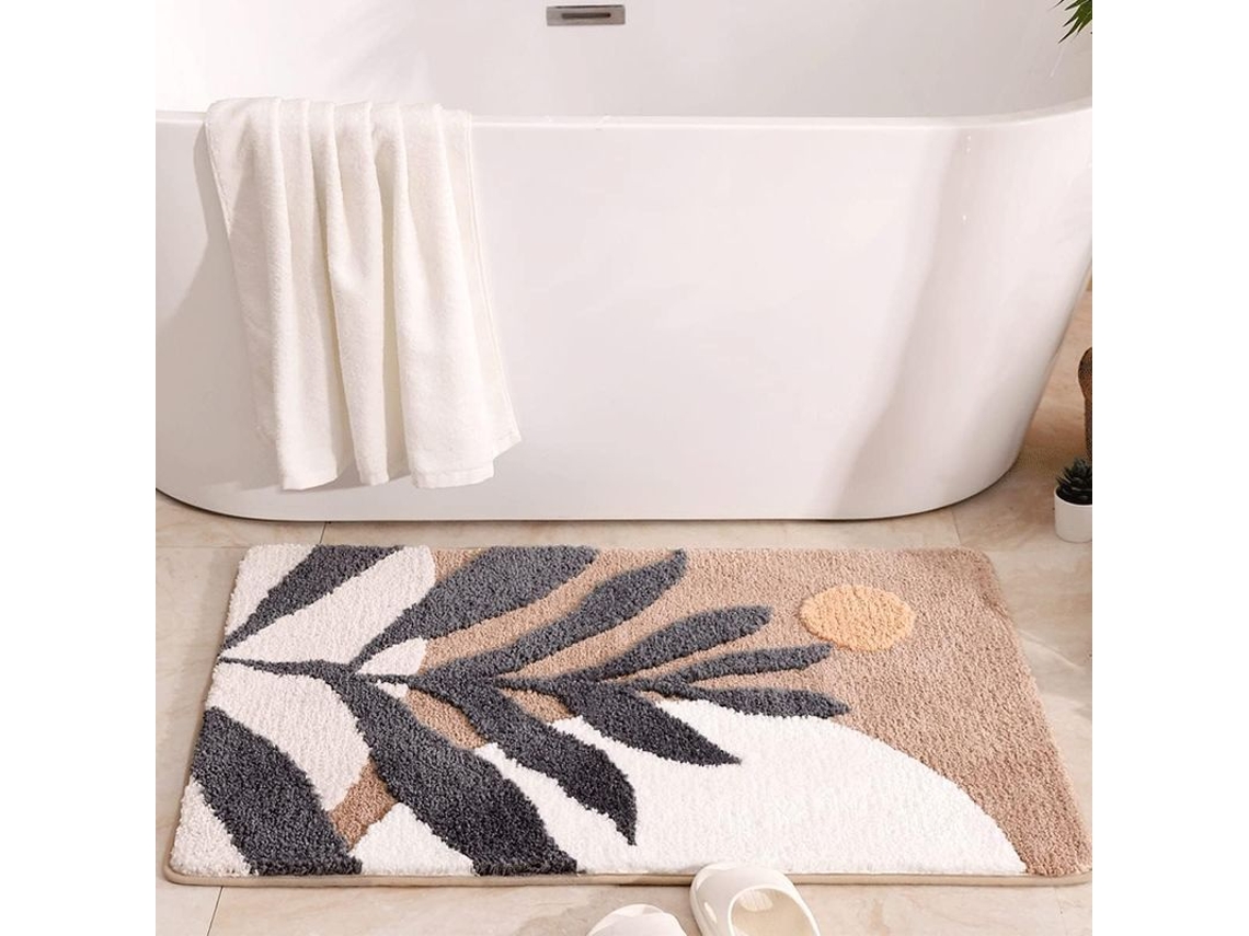 Alfombra De Baño Absorbente Anti-deslizante Microfibra Suave Lavable A Máquina Para Baño Bambú Marrón 31 Polegadas * 20 Polegadas