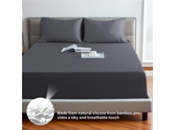 Lençol De Baixo Em Viscose De Bambu, 400 Fiospara Quem Sente Calor Ao Dormir E Transpira À Noite,bolso De 30 Cmking78*80“ Cinza Hexinyigjly