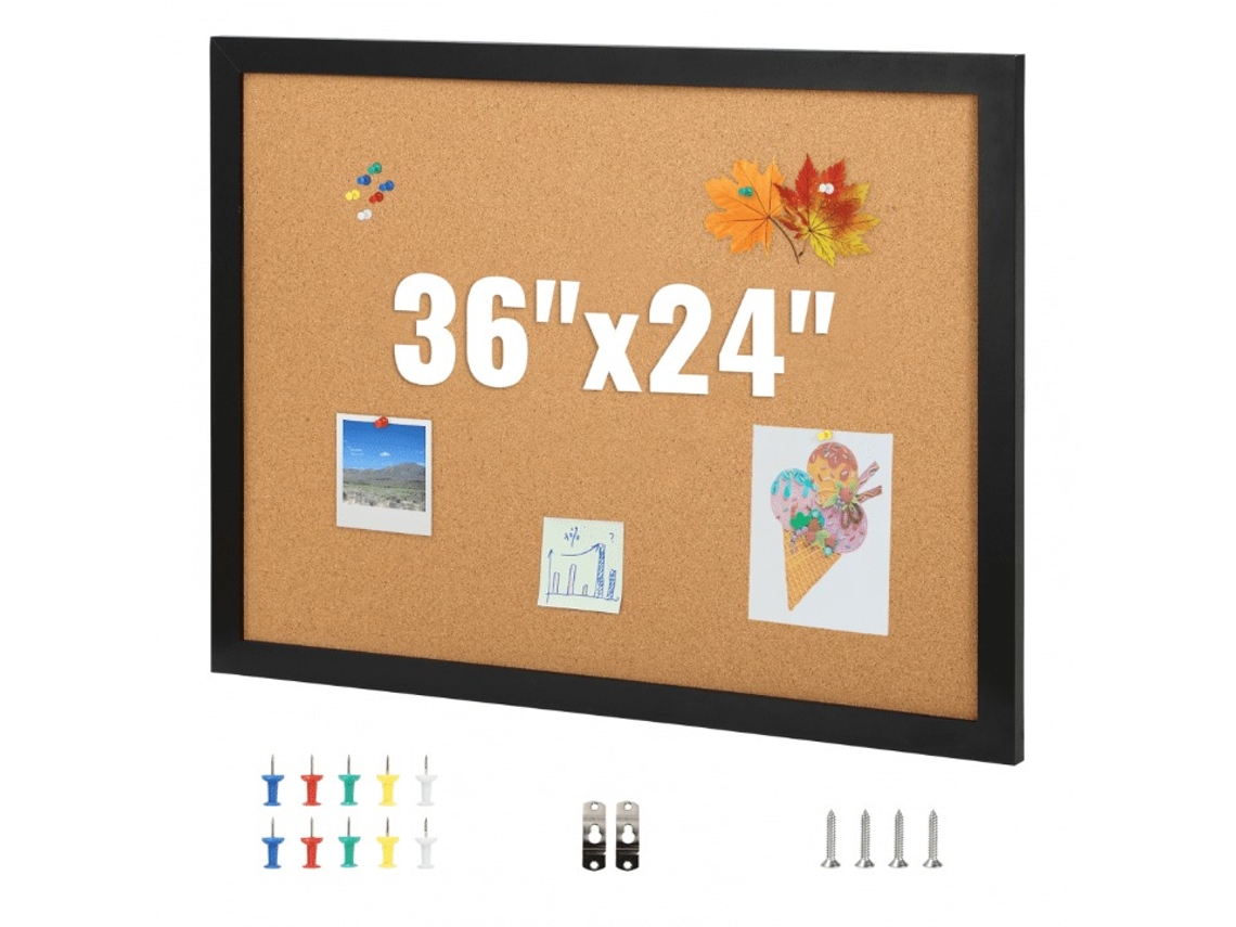 Quadro De Avisos De Cortiça 91x61cm Com Moldura Mdf Tekmaquinas