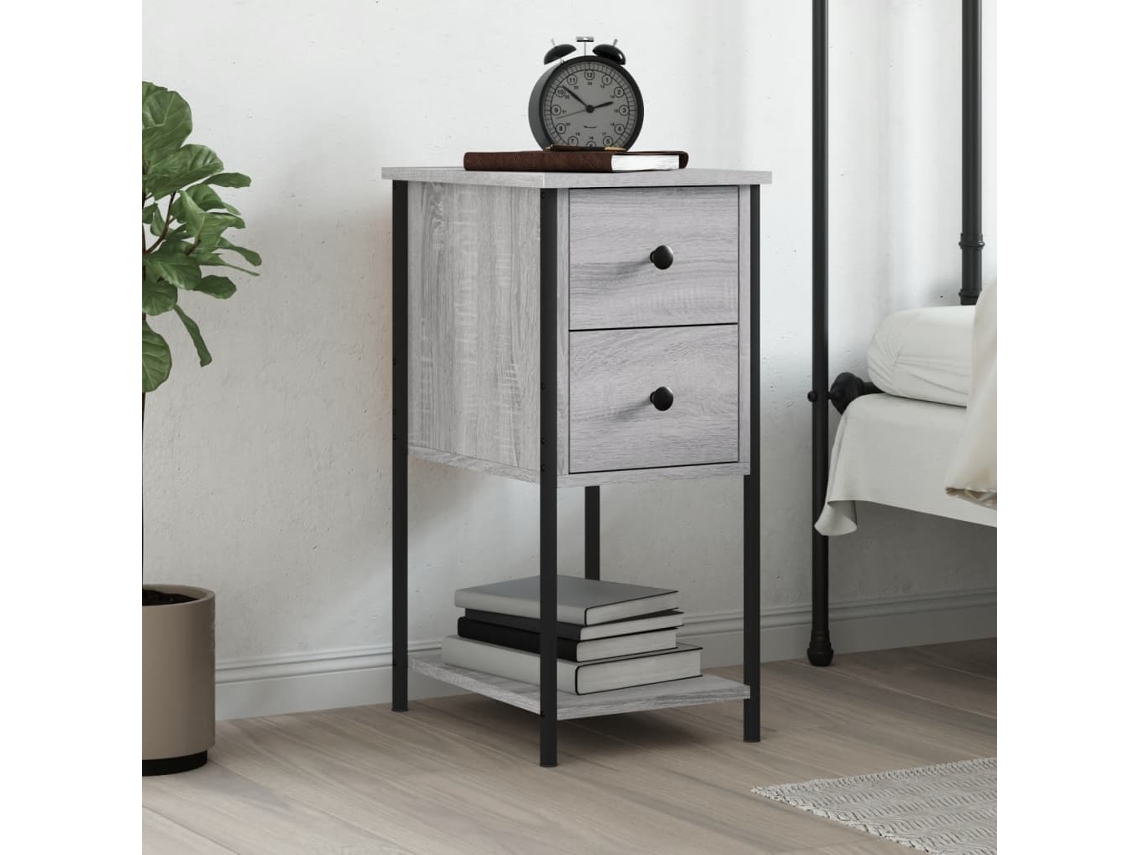 Vidaxl Mesa De Cabeceira 32x42x70 Cm Derivados Madeira Sonoma Cinza