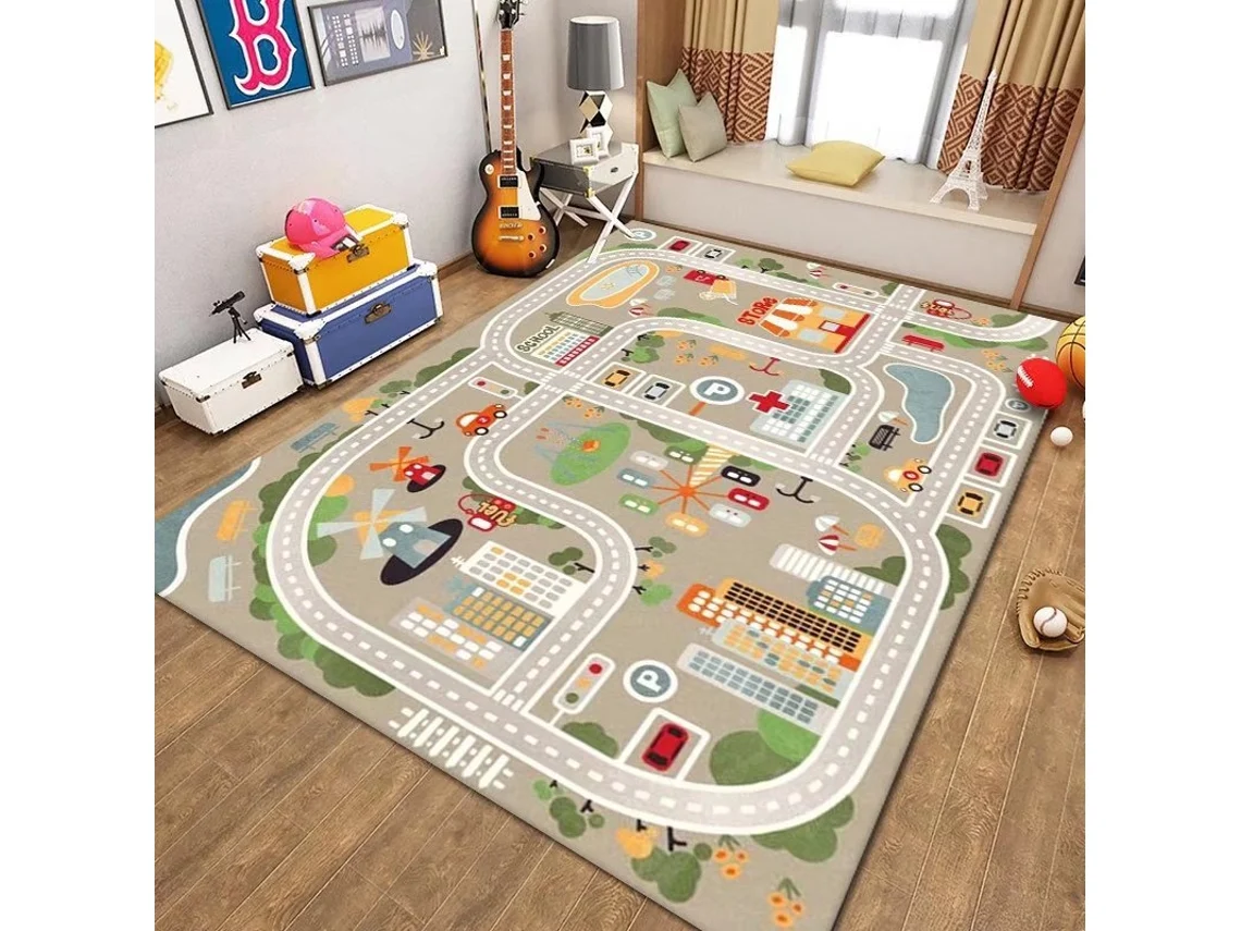 Tapete De Brincar Infantil, Tapete Com Mapa Da Cidade, Tapete De Atividades Educativo Antiderrapante (estilo 12/60x90cm) Gertiz