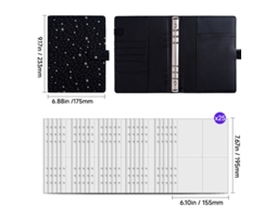 A5 Starry Sky Refillable Loose Leaf Binder Notebook Black 25-sheets