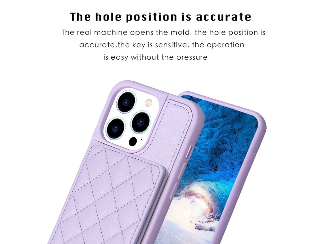 Suporte Casa Para Iphone 14 Pro Max Pele Sintética Anti-choque Com Porta-cartões Roxo