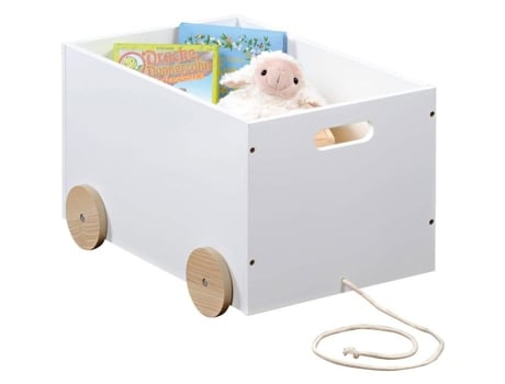 Baú de brinquedos Kesper com rodas, branco, 50 × 35 × 30 cm