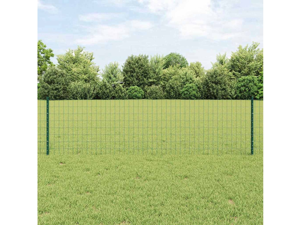 Vidaxl Cerca Euro Com Poste 25 X 0,6 M Aço Revestido De Pvc Verde