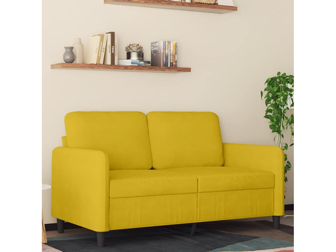 Vidaxl Sofá De 2 Lugares Veludo 120 Cm Amarelo
