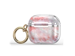 Capa protetora para fones de ouvido AirPods 3 com moldagem eletrodepositada em textura de mármore e gancho integrado. GIECY