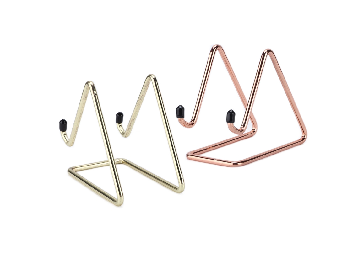 Suporte Portátil Para Celular (2 Unidades) Com Design Triangular, Cabeça De Borracha, Antiferrugem, Para Tablets, Cor Ouro Rosa.
