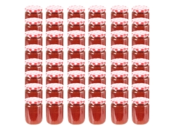 Vidaxl Frascos De Vidro Com Tampas Brancas E Vermelhas 48 Pcs 230 Ml