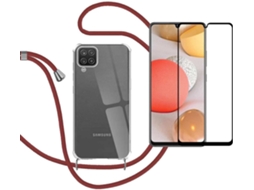 Capa Colar Pescoço Óculos para Samsung Galaxy A12 HONGWE. Vermelho