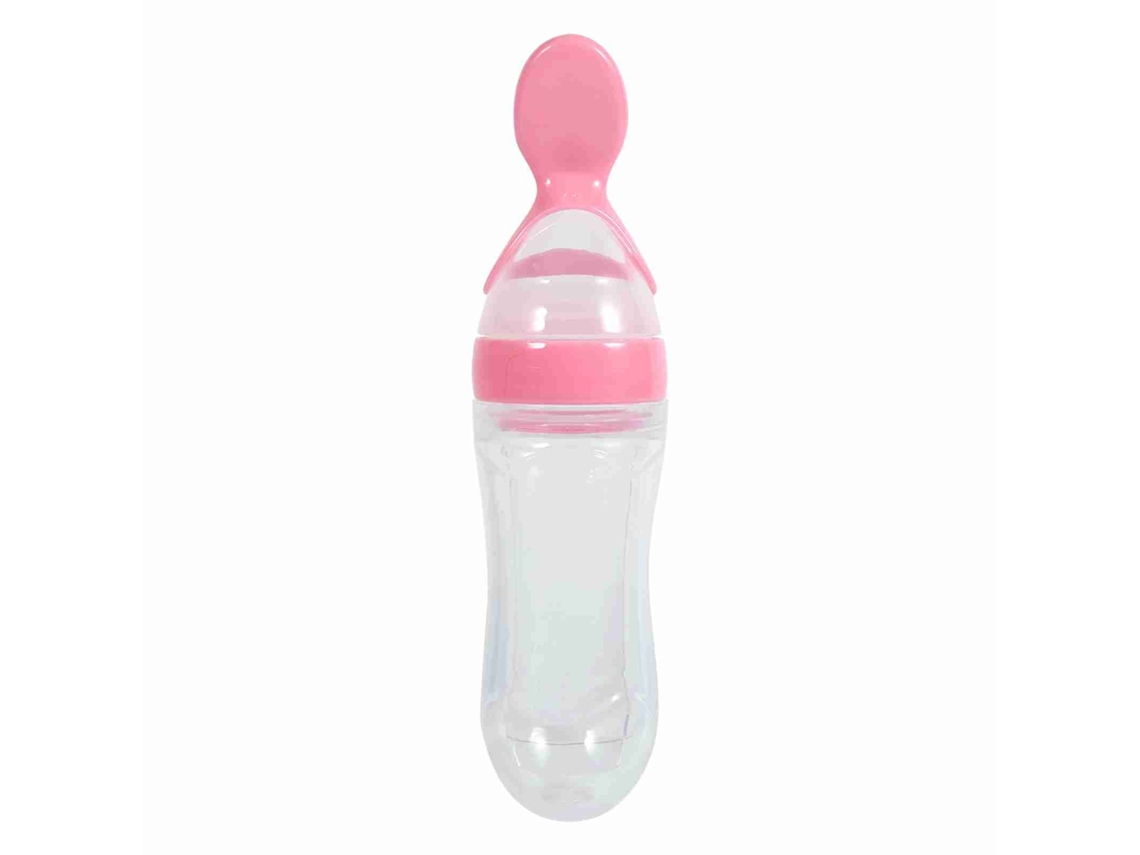 Biberão de Silicone com Colher LAXISCREED 90ml Rosa