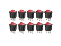 Laxiscreed Interruptor Rotativo Circular De 3 Pinos Com Luz Vermelha Para Eletrodomésticos E Uso Geral