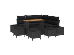 Maison Exclusive - Conjunto De Sofá De Jardim 9 Pcs Preto Rattan Sintético